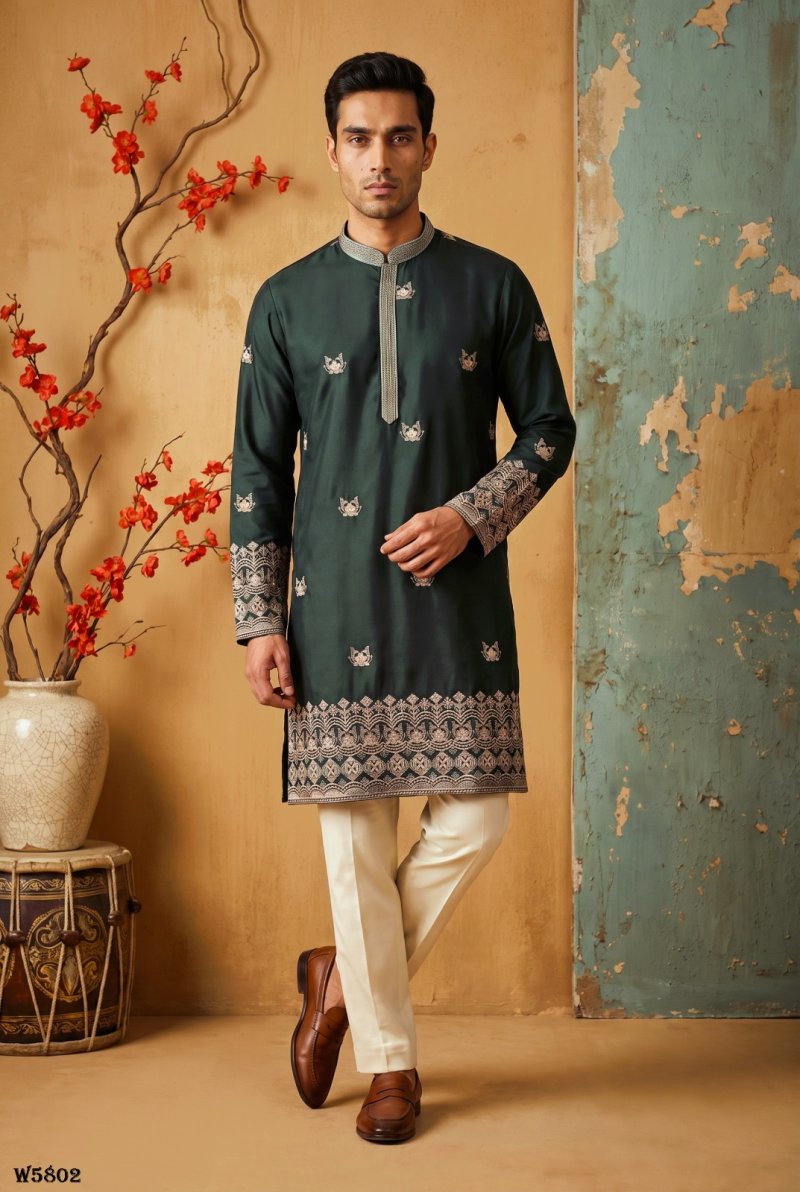 Outluk Wedding Vol 58 Silk Mens Kurta With Pajama 